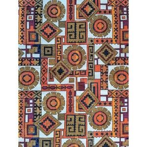 Vintage 70's Home Décor Fabric Boho Aztec Tribal Geometric Barkcloth 48" by 116"